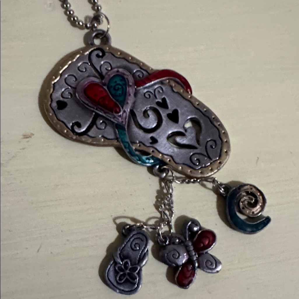 Pewter Flip Flop Heart PendantCharm With Charms 19$
